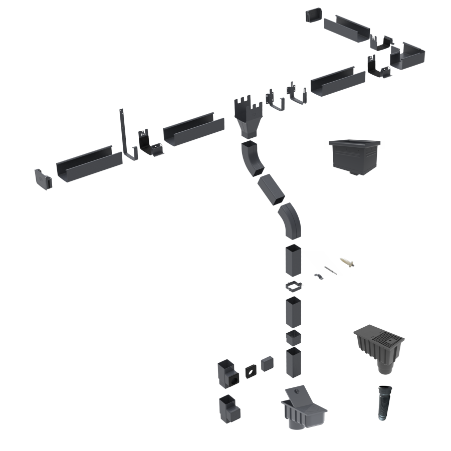 Square Gutter System assembly diagram